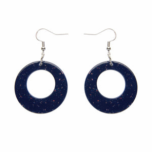 Erstwilder Essentials Circle Solid Glitter Resin Drop Earrings -Dark Blue EE1004-G3100