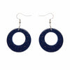 Circle Solid Glitter Resin Drop Earrings -Dark Blue