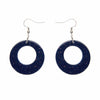 Circle Solid Glitter Resin Drop Earrings -Dark Blue