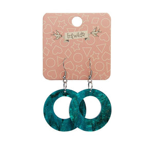 Erstwilder Essentials Circle Ripple Glitter Resin Drop Earrings -Emerald EE1004-RG4100