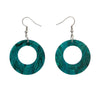 Erstwilder Essentials Circle Ripple Glitter Resin Drop Earrings -Emerald EE1004-RG4100