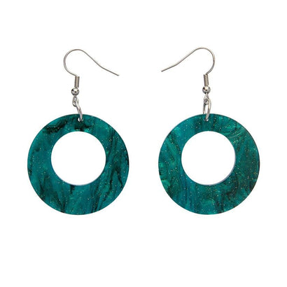 Erstwilder Essentials Circle Ripple Glitter Resin Drop Earrings -Emerald EE1004-RG4100