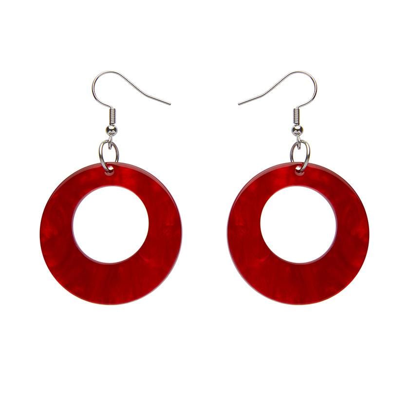 Erstwilder Essentials Circle Ripple Resin Drop Earrings -Red EE1004-RI1000