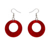 Circle Ripple Resin Drop Earrings -Red