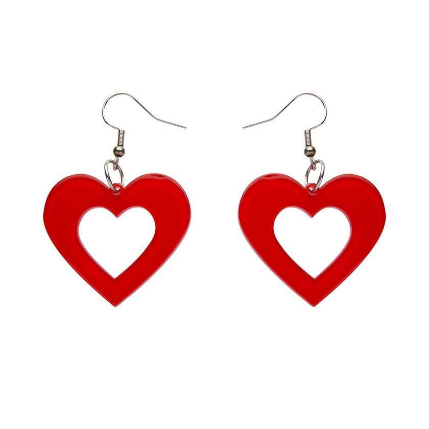 Erstwilder Essentials Heart Bubble Resin Drop Earrings - Red EE1005-BU1000