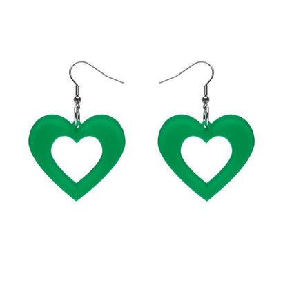 Erstwilder Essentials Heart Bubble Resin Drop Earrings - Green EE1005-BU4000