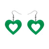 Heart Bubble Resin Drop Earrings - Green