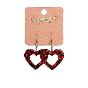Erstwilder Essentials Heart Chunky Glitter Resin Drop Earrings - Red EE1005-CG1000