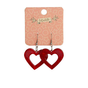 Erstwilder Essentials Heart Ripple Resin Drop Earrings - Red EE1005-RI1000