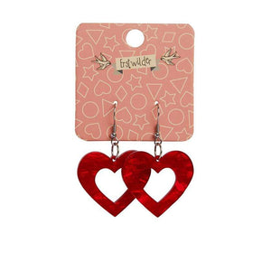 Erstwilder Essentials Heart Textured Resin Drop Earrings - Red EE1005-RI1001