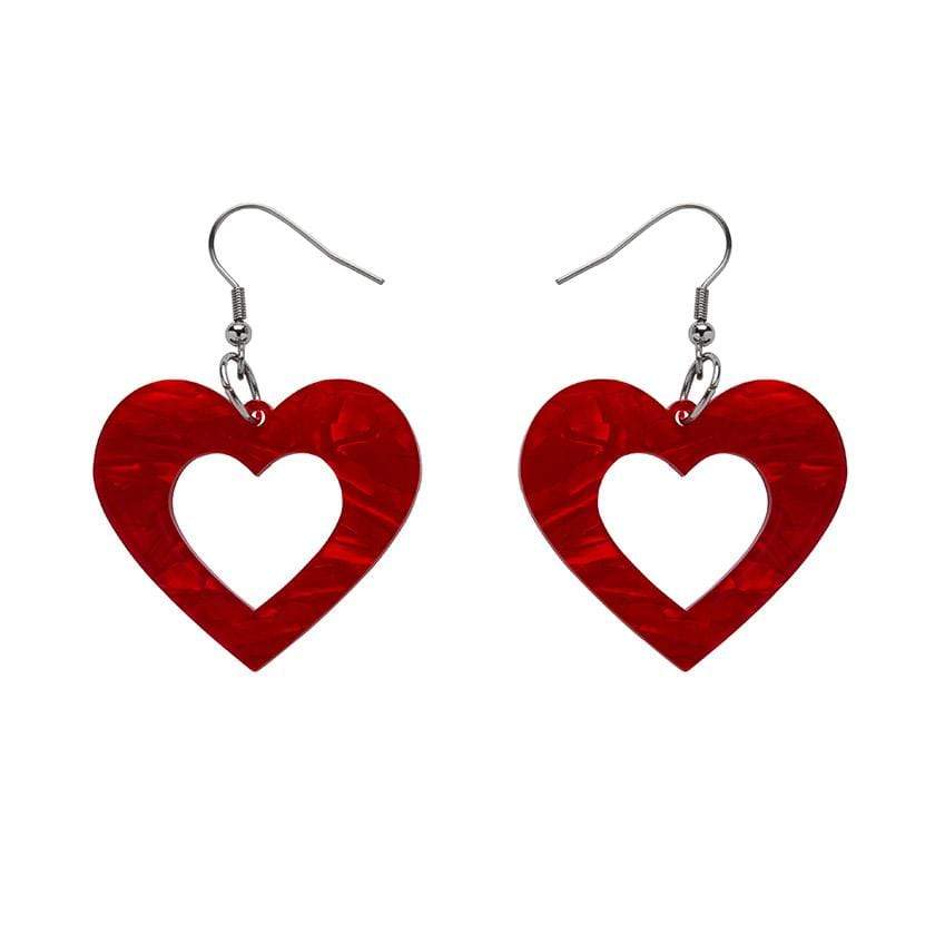 Erstwilder Essentials Heart Textured Resin Drop Earrings - Red EE1005-RI1001