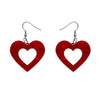Heart Textured Resin Drop Earrings - Red