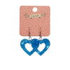 Heart Textured Resin Drop Earrings - Blue