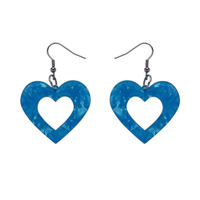 Erstwilder Essentials Heart Textured Resin Drop Earrings - Blue EE1005-RI3000