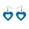 Heart Textured Resin Drop Earrings - Blue