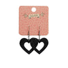 Heart Textured Resin Drop Earrings - Black