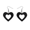 Heart Textured Resin Drop Earrings - Black