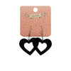 Heart Solid Resin Drop Earrings - Black
