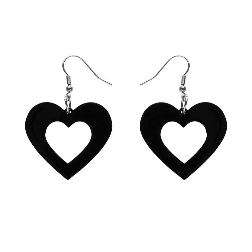 Heart Studs with Resin - Black and White Heart Studs with Resin - Black and White