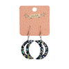 Crescent Moon Chunky Glitter Resin Drop Earrings - Holographic Silver