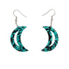 Erstwilder Essentials Crescent Moon Chunky Glitter Resin Drop Earrings - Teal EE1006-CG4400