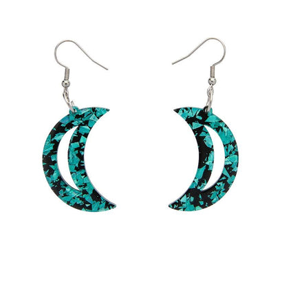 Erstwilder Essentials Crescent Moon Chunky Glitter Resin Drop Earrings - Teal EE1006-CG4400