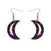 Erstwilder Essentials Crescent Moon Chunky Glitter Resin Drop Earrings - Purple EE1006-CG5000