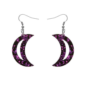 Erstwilder Essentials Crescent Moon Chunky Glitter Resin Drop Earrings - Purple EE1006-CG5000