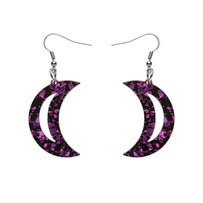 Erstwilder Essentials Crescent Moon Chunky Glitter Resin Drop Earrings - Purple EE1006-CG5000