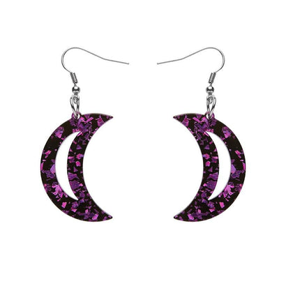 Erstwilder Essentials Crescent Moon Chunky Glitter Resin Drop Earrings - Purple EE1006-CG5000