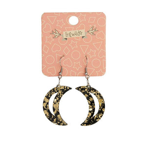 Erstwilder Essentials Crescent Moon Chunky Glitter Resin Drop Earrings - Gold EE1006-CG6500