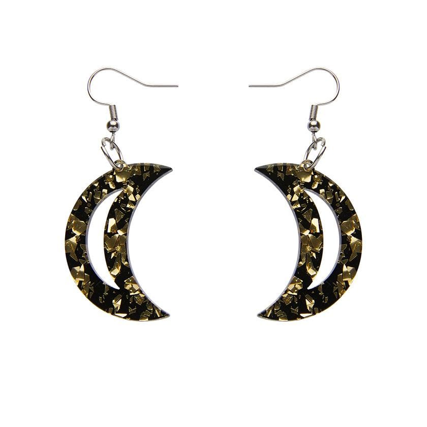 Erstwilder Essentials Crescent Moon Chunky Glitter Resin Drop Earrings - Gold EE1006-CG6500