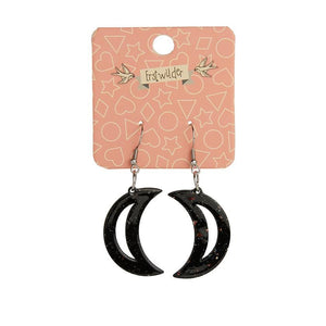 Erstwilder Essentials Crescent Moon Solid Glitter Resin Drop Earrings - Black EE1006-G7000