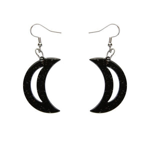 Erstwilder Essentials Crescent Moon Solid Glitter Resin Drop Earrings - Black EE1006-G7000