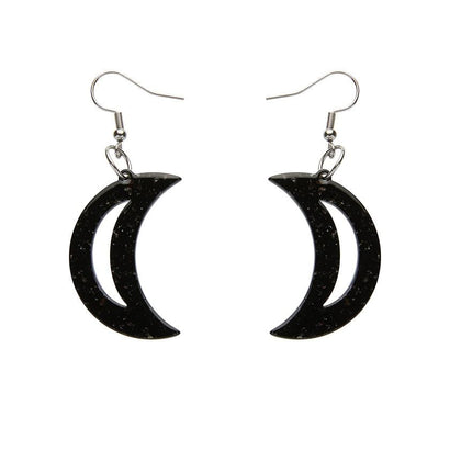 Erstwilder Essentials Crescent Moon Solid Glitter Resin Drop Earrings - Black EE1006-G7000