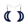 Erstwilder Essentials Crescent Moon Ripple Glitter Resin Drop Earrings - Dark Blue EE1006-RG3100