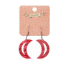 Crescent Moon Ripple Resin Drop Earrings - Pink