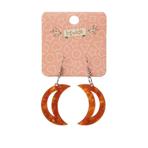 Erstwilder Essentials Crescent Moon Ripple Resin Drop Earrings - Orange EE1006-RI6100