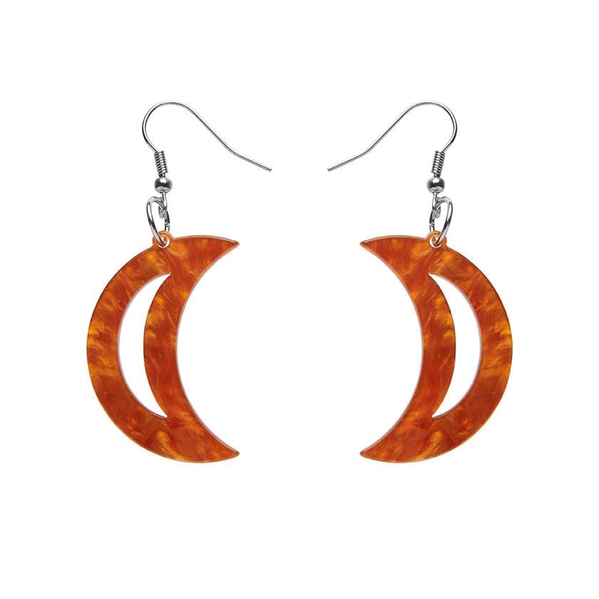 Erstwilder Essentials Crescent Moon Ripple Resin Drop Earrings - Orange EE1006-RI6100