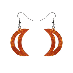 Erstwilder Essentials Crescent Moon Ripple Resin Drop Earrings - Orange EE1006-RI6100