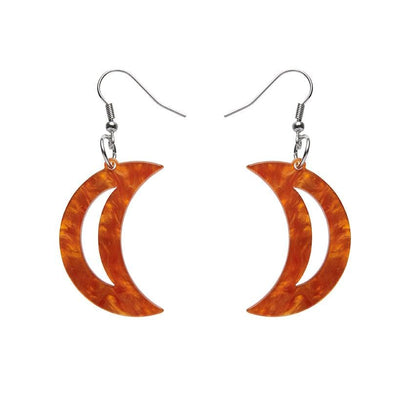Erstwilder Essentials Crescent Moon Ripple Resin Drop Earrings - Orange EE1006-RI6100