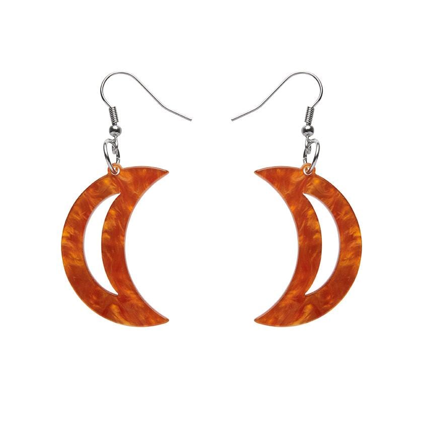 Erstwilder Essentials Crescent Moon Ripple Resin Drop Earrings - Orange EE1006-RI6100
