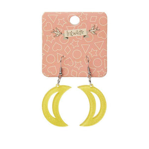 Erstwilder Essentials Crescent Moon Glitter Resin Drop Earrings - Yellow EE1006-SG6000