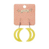 Crescent Moon Glitter Resin Drop Earrings - Yellow