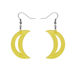 Erstwilder Essentials Crescent Moon Glitter Resin Drop Earrings - Yellow EE1006-SG6000