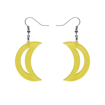 Erstwilder Essentials Crescent Moon Glitter Resin Drop Earrings - Yellow EE1006-SG6000