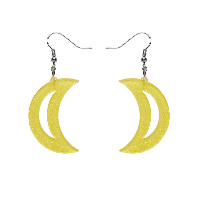 Erstwilder Essentials Crescent Moon Glitter Resin Drop Earrings - Yellow EE1006-SG6000