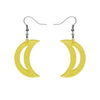 Crescent Moon Glitter Resin Drop Earrings - Yellow