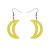 Crescent Moon Glitter Resin Drop Earrings - Yellow