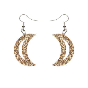 Erstwilder Essentials Crescent Moon Glitter Resin Drop Earrings - Gold EE1006-SG6500